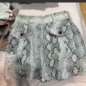 Zimmermann Snake Print Cargo Shorts - Gray and Cream